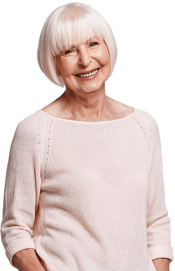 Profile of elderly woman smiling