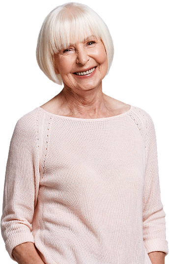 Profile of elderly woman smiling